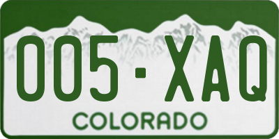 CO license plate 005XAQ