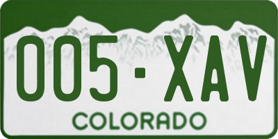 CO license plate 005XAV
