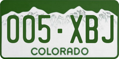 CO license plate 005XBJ