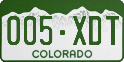 CO license plate 005XDT