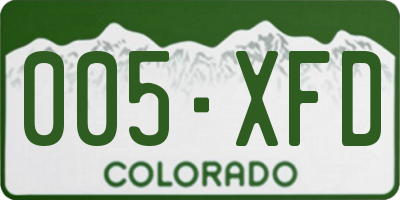 CO license plate 005XFD