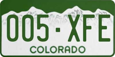 CO license plate 005XFE