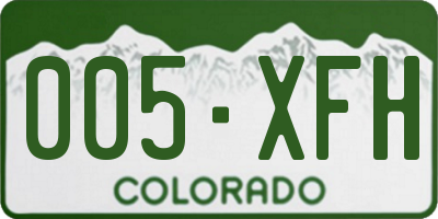 CO license plate 005XFH
