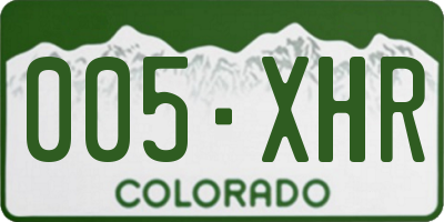 CO license plate 005XHR
