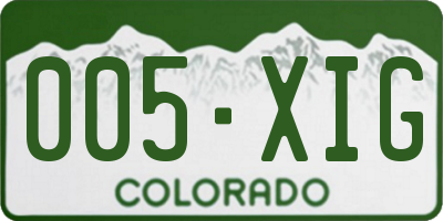 CO license plate 005XIG