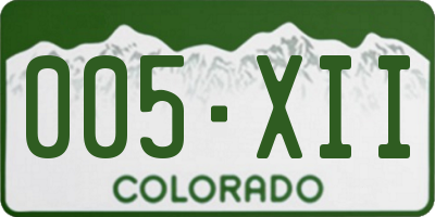 CO license plate 005XII