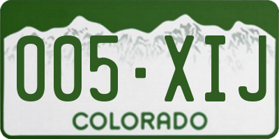 CO license plate 005XIJ
