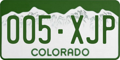CO license plate 005XJP