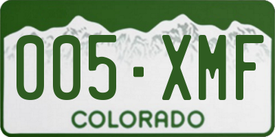 CO license plate 005XMF