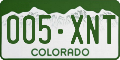 CO license plate 005XNT