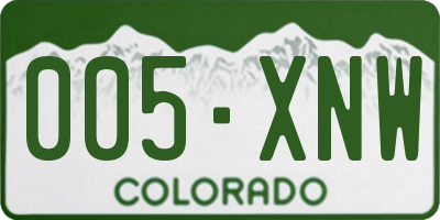 CO license plate 005XNW