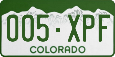 CO license plate 005XPF