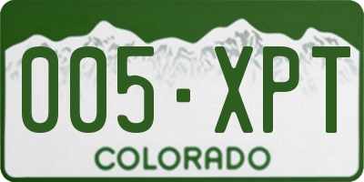 CO license plate 005XPT