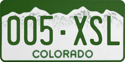 CO license plate 005XSL