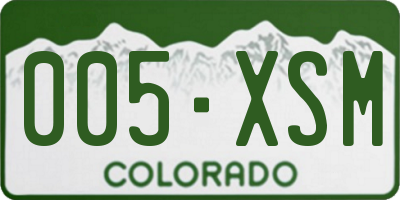 CO license plate 005XSM