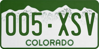 CO license plate 005XSV