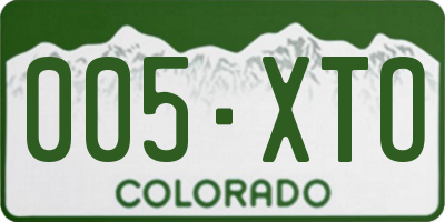 CO license plate 005XTO