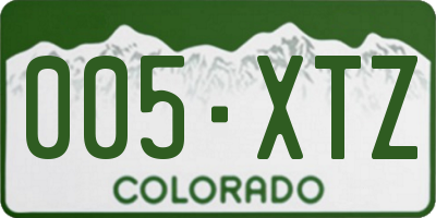 CO license plate 005XTZ