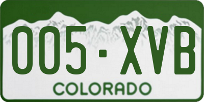 CO license plate 005XVB