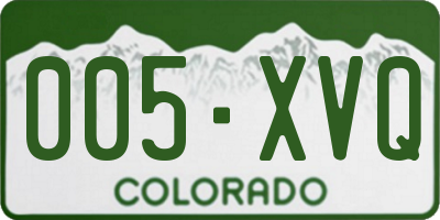 CO license plate 005XVQ