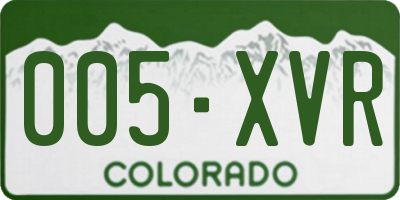 CO license plate 005XVR