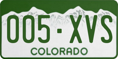 CO license plate 005XVS