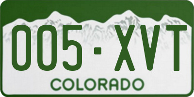 CO license plate 005XVT