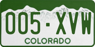 CO license plate 005XVW