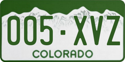 CO license plate 005XVZ