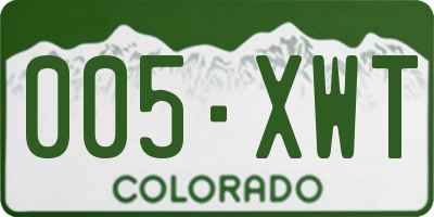 CO license plate 005XWT
