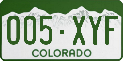 CO license plate 005XYF