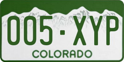 CO license plate 005XYP