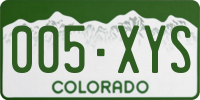 CO license plate 005XYS
