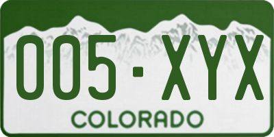 CO license plate 005XYX