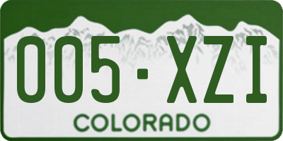 CO license plate 005XZI