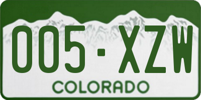 CO license plate 005XZW