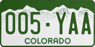 CO license plate 005YAA