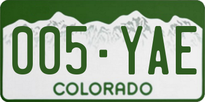 CO license plate 005YAE