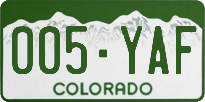 CO license plate 005YAF