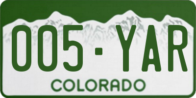 CO license plate 005YAR