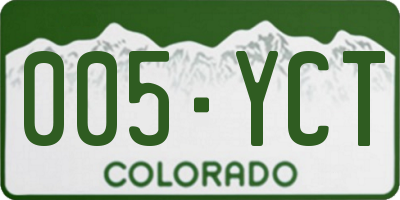 CO license plate 005YCT