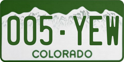 CO license plate 005YEW