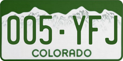 CO license plate 005YFJ
