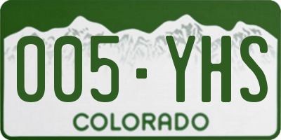 CO license plate 005YHS