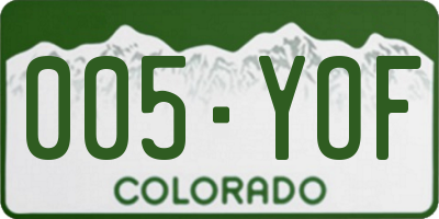 CO license plate 005YOF