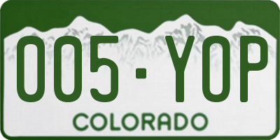 CO license plate 005YOP