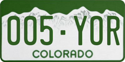 CO license plate 005YOR