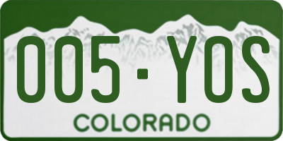 CO license plate 005YOS