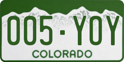 CO license plate 005YOY