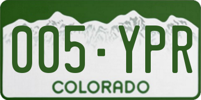 CO license plate 005YPR